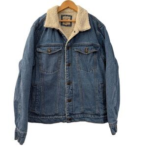 Victory Outfitters Men’s Sherpa Lined Denim Jacket, Size M, Blue Jean Button Up